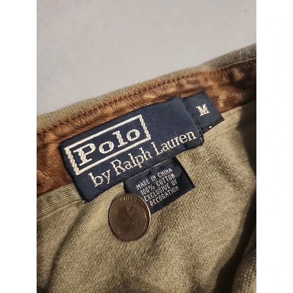 Vtg Polo Ralph Lauren Polo Shirt Mens M Duel Match 3‎ Double Big Pony Green